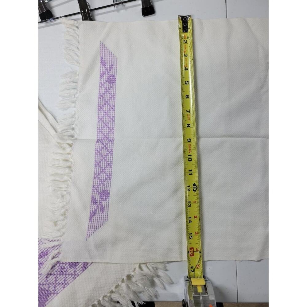 💜 Vintage Set of 4 Lavender Fringe Table Runners  – Boho Cottagecore Home Décor - Picture 6 of 8